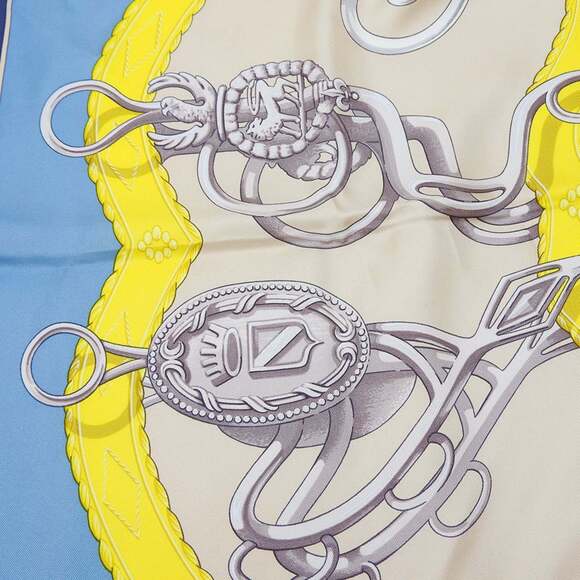 HERMES Blue Silk Scarf - Picture 6 of 11